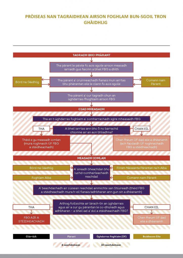 Graphic Flowchart: Gaelic Medium Primary Education Assessment process